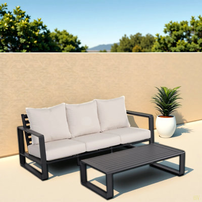 Three-Seat Sofa + Rectangular Coffee Table, Cushions