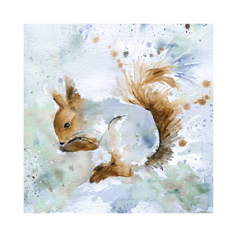 Squirrel 1 Piece Painting on Canvas, 93.98 cm H x 93.98 cm W x 1.91 cm D, Wrapped Canvas