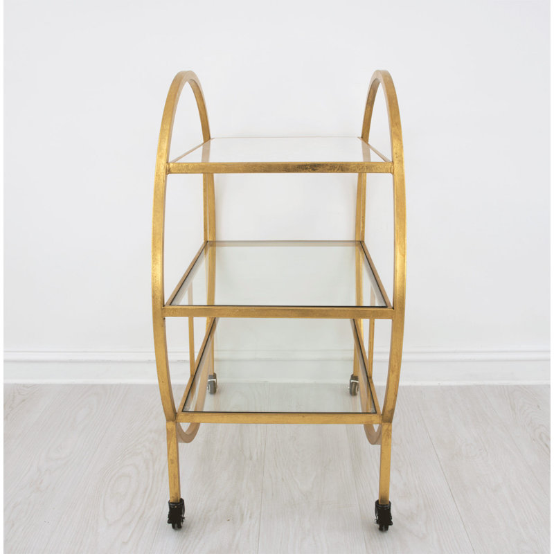 Milo Round Bar Cart, Gold Leaf