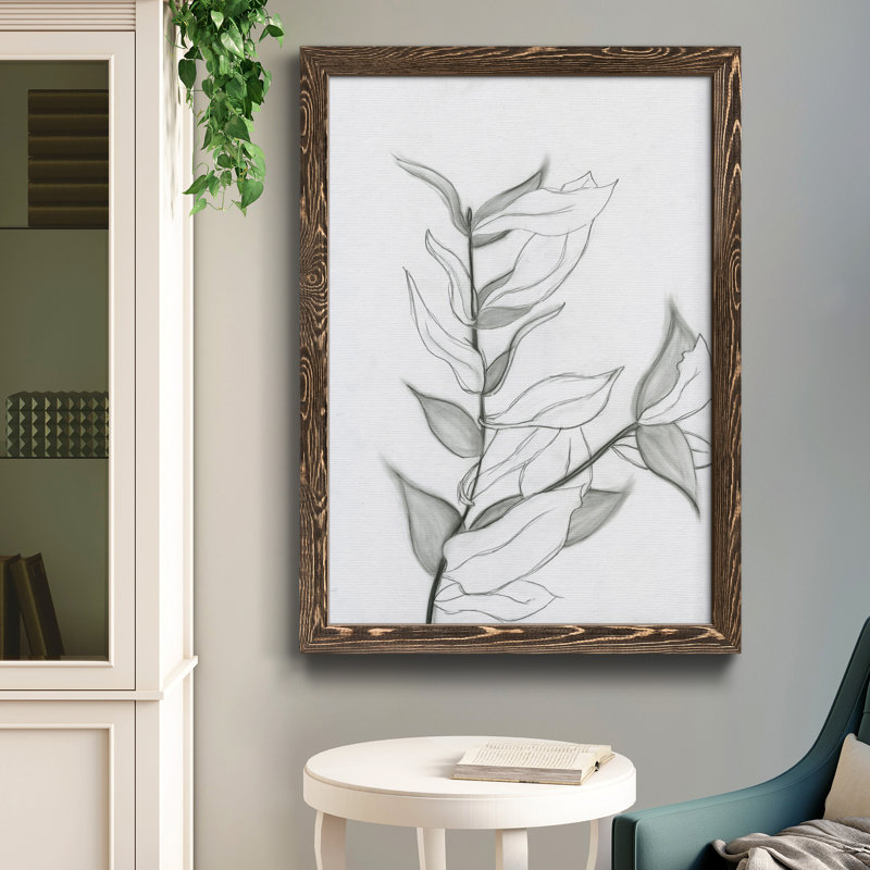 Charcoal Foliage I - Impression de cadre photo sur papier, H 37,5 po x l 27,5 po x P 1,5 po, Papier noyer