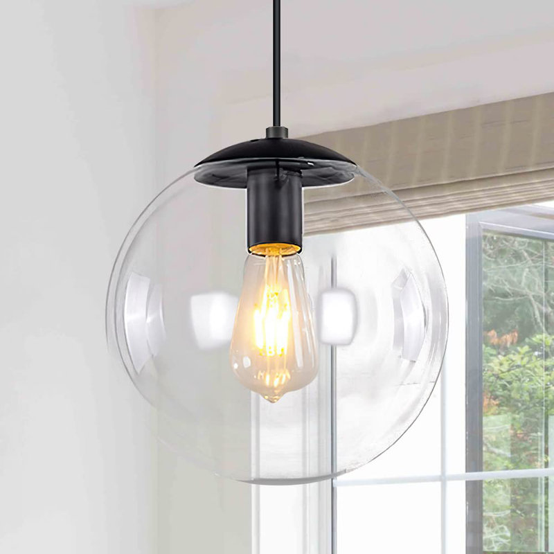 Luminaire suspendu simple à 1 lumière Gritta, Noir