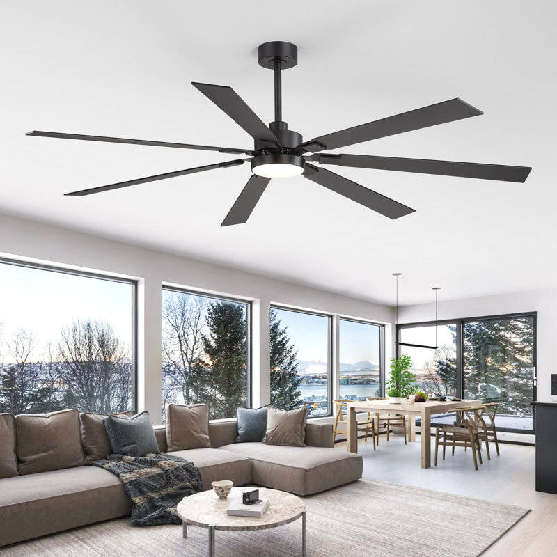  72" Large Ceiling Fan with Light and Remote, 6-Speed Quiet Reversible DC Motor, 3CCT LED, Black/Walnut Finish