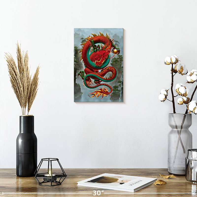 Brampt Good Fortune Dragon Red, 12" H x 8" W