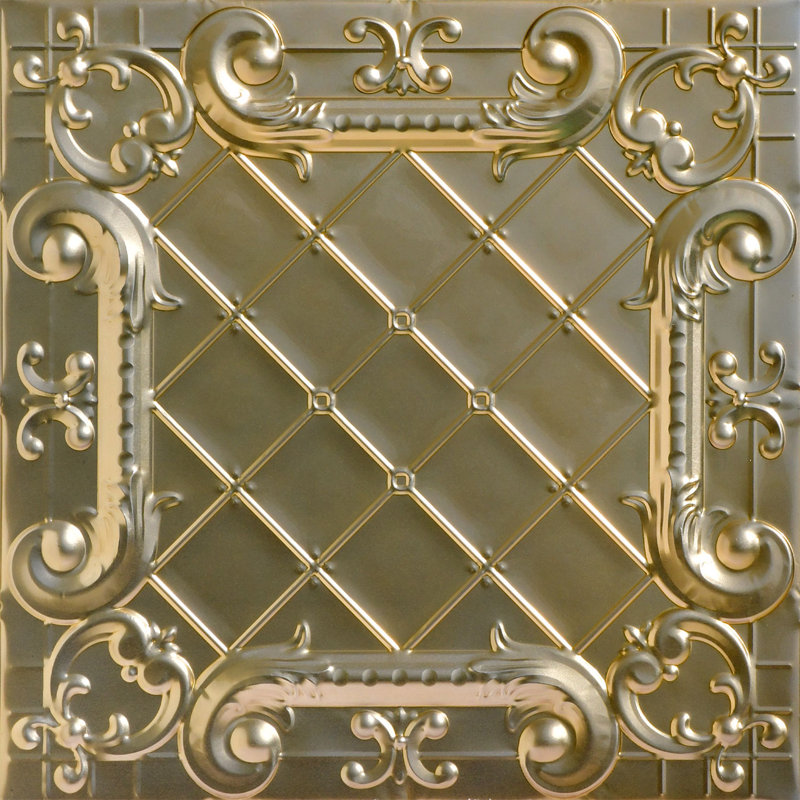 Tuile de plafond suspendue en étain 2 pi x 2 pi Romeo, Romeo, Pépite d'or