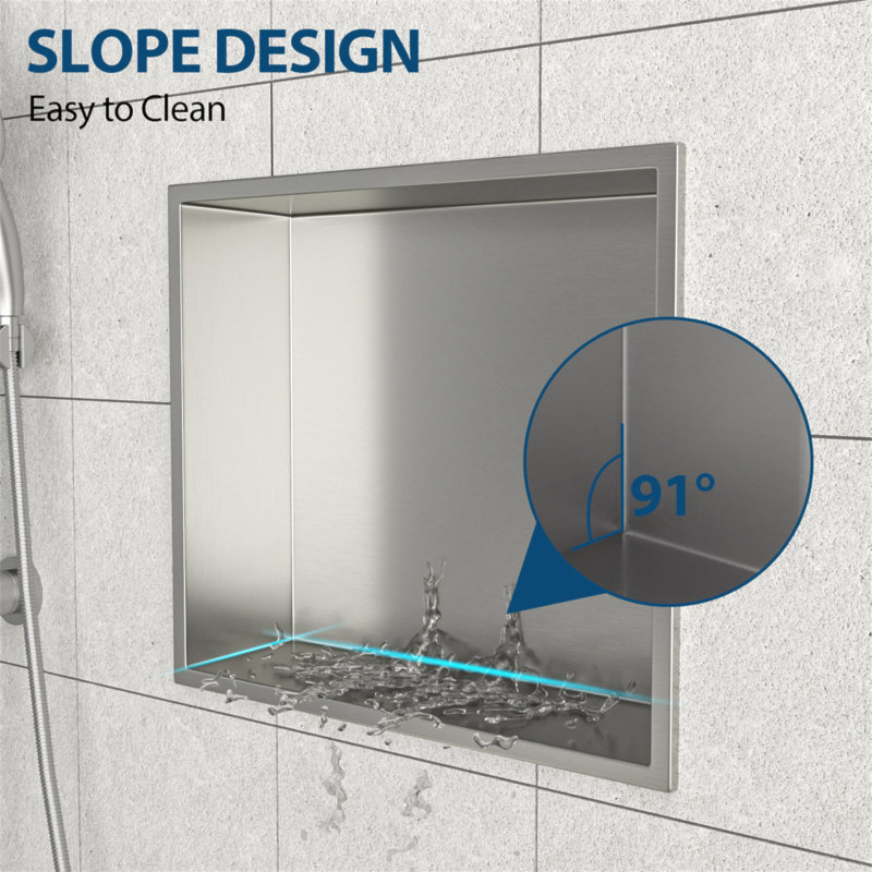 15" X 13" Stainless Steel Shower Niche, Brushed Nickel, Brushed Nickel, 13" H x 15" W x 3.94" D