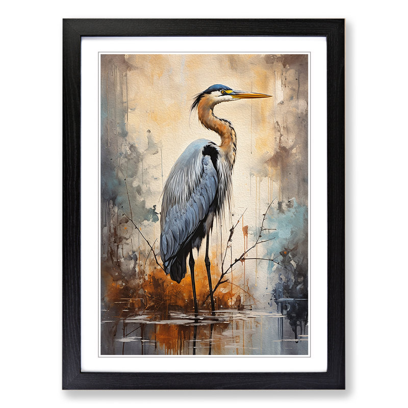 Heron Modern - 32646 Piece Single Picture Frame Print on Wood, 46cm H x 34cm W x 2cm D