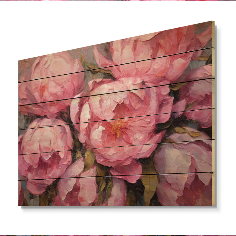 Red Barrel Studio® Pink Peony Perfection I Print on Natural Wood | Wayfair