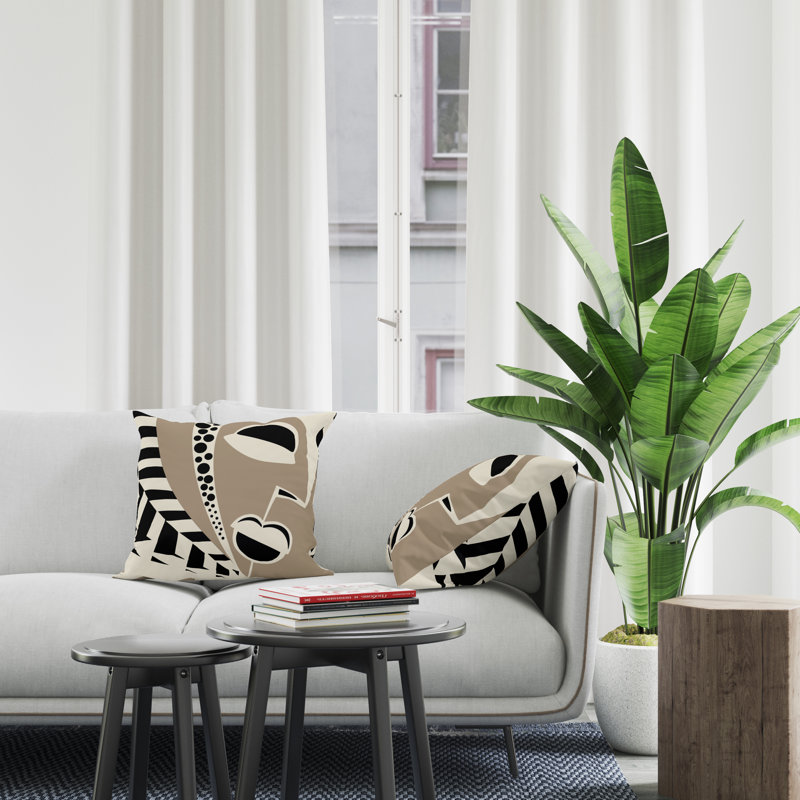 Jeté carré intérieur / extérieur en polyester Ikom, Beige, L 15 po x H 15 po