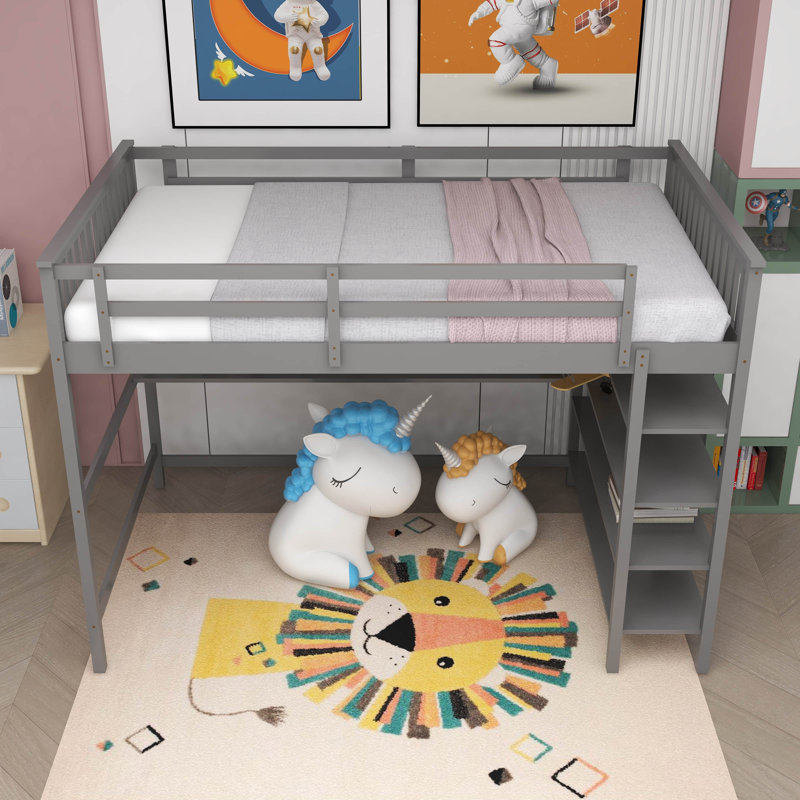 Deleyza Kids Full Loft Bed, Gray
