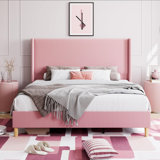 Bed Frame, Upholstered Platform Velvet Bed Frame