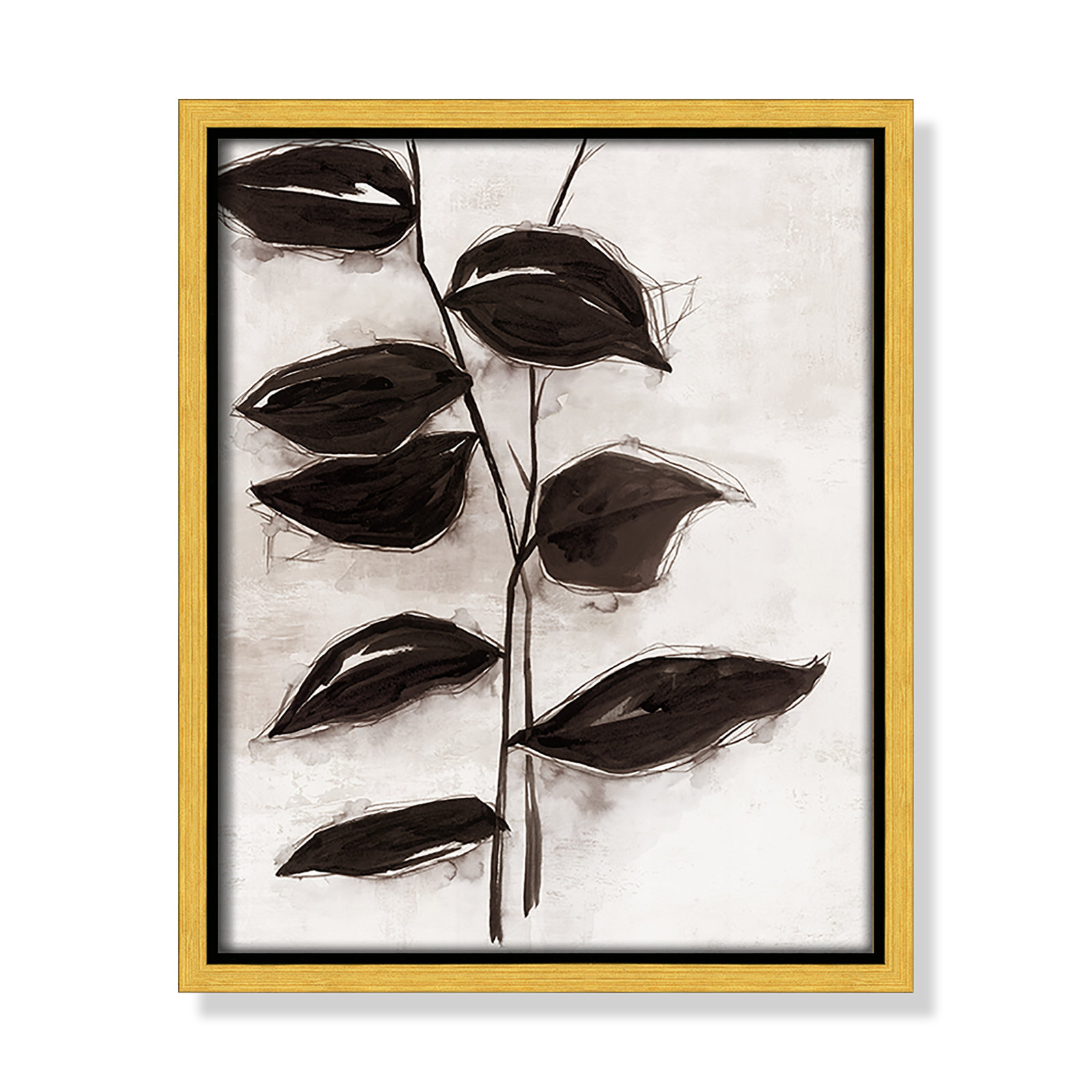 Leaves I by Eva Watts, 11.5" H x 9.5" W x 2" D, Gold Framed