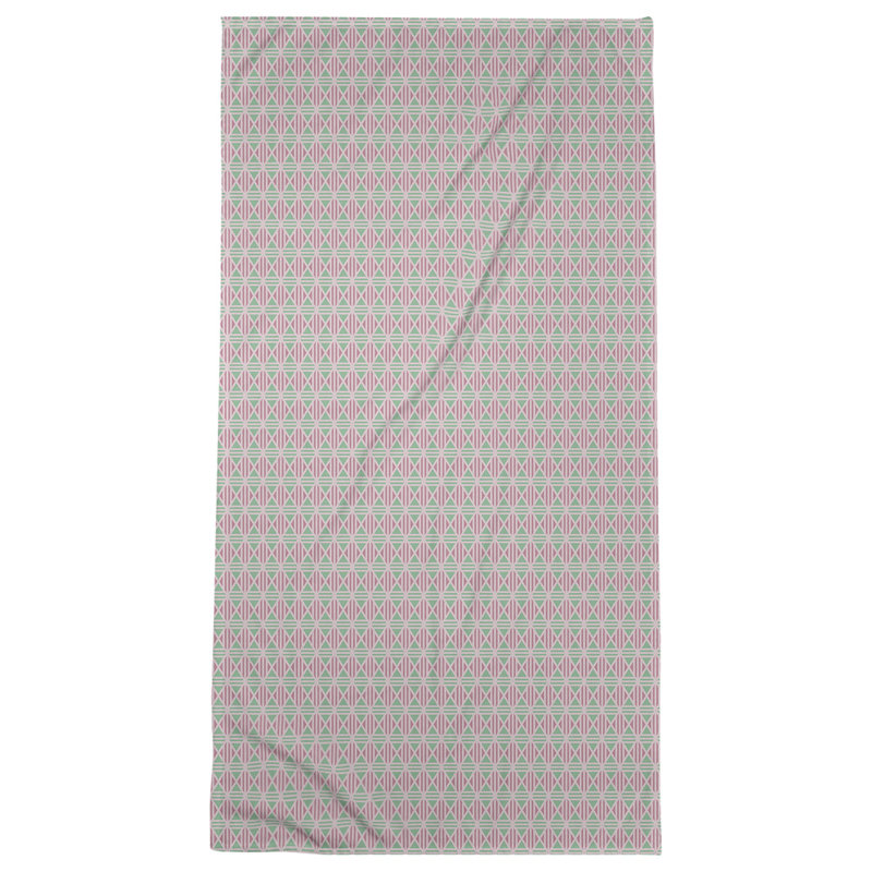 Serviette de bain à losanges, Rose / sarcelle