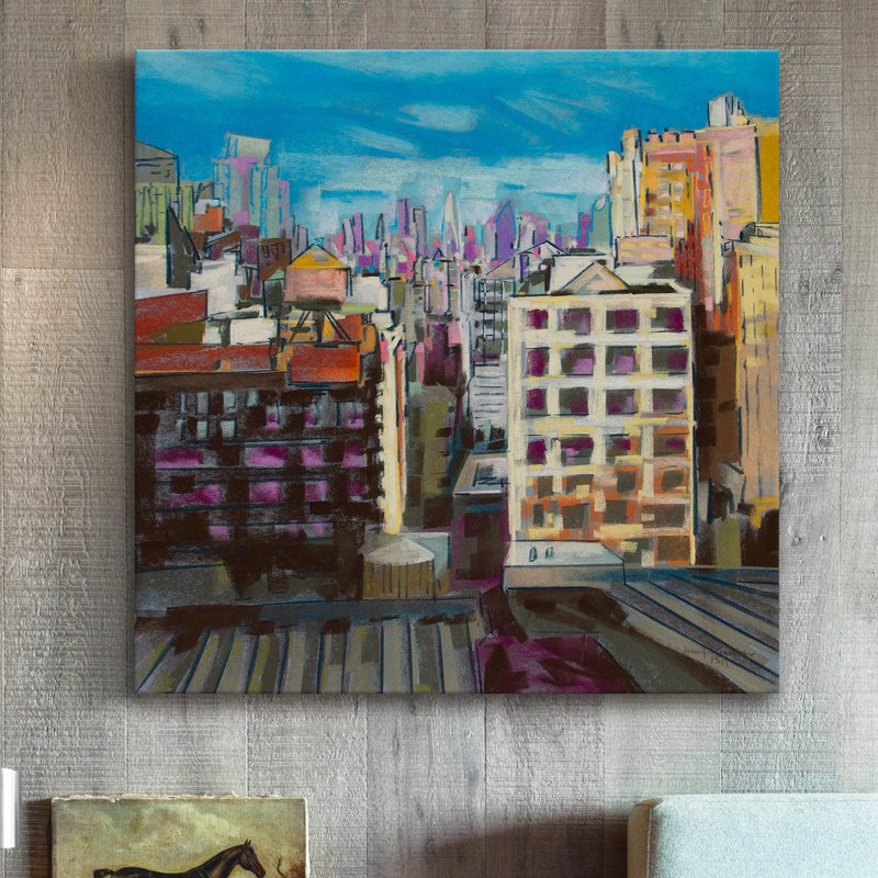 Towards the Freedom Tower Blue Canvas Cityscape Painting