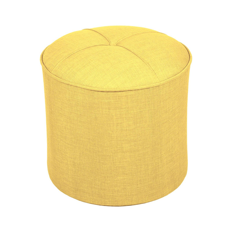 Pouf élégant pour le salon et la chambre à coucher, jaune, 16,5 po x 16,9 po x 16,5 po | Structure 100% bois de sapin massif, tissu 100% polyester facile à nettoyer, 28 mousses en mousse grise pour plus de confort | Siège polyvalent et décoration