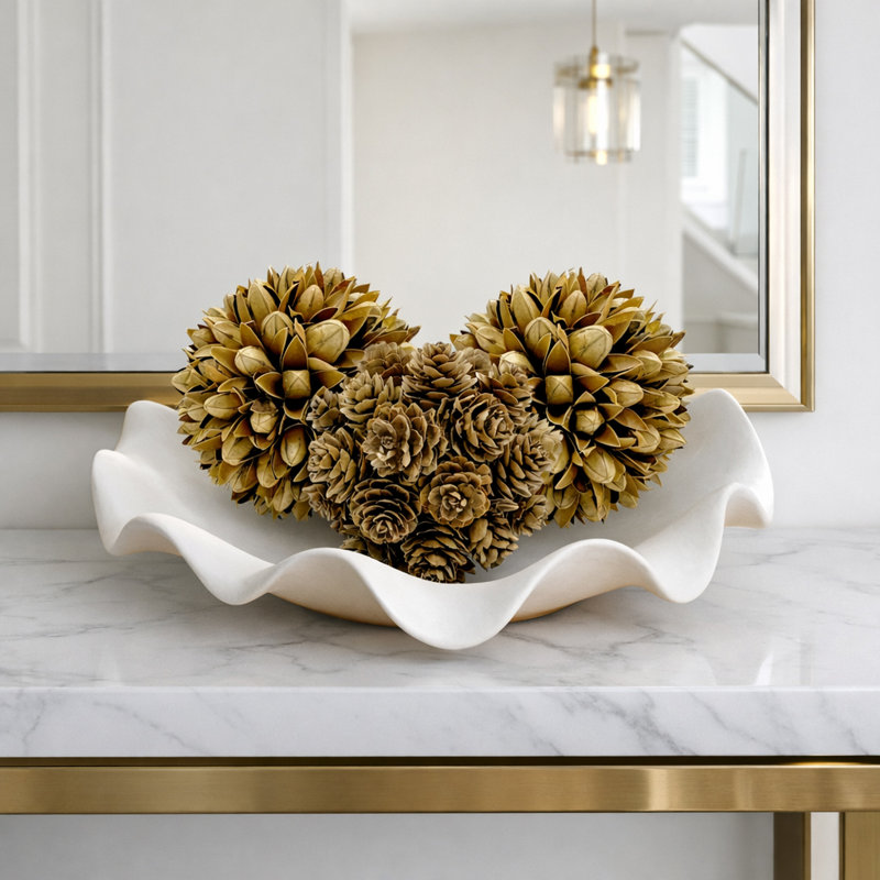 Ensemble de 3 boules topiaires conservées en forme de pomme de pin - orbes décoratifs de printemps naturels de 4 po pour bols, vases et centres de table