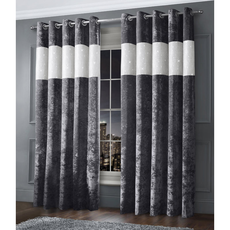 Adacia Curtain, 66cm Width x 72cm Drop, Charcoal