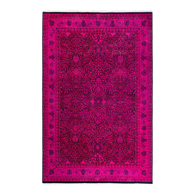 Overyed One-of-a-Kind Rectangle 5'10" X 9'1" New Age Wool Area Rug Pink/Black