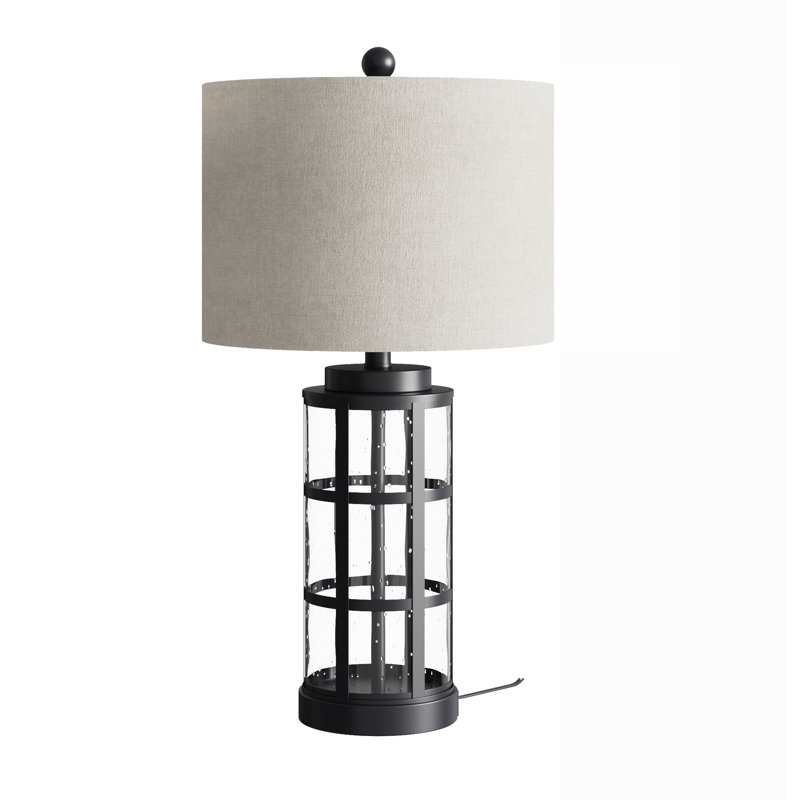 Brokk 22" Modern Metal and Glass 3-Way Dimmable Table Lamp, 22" H x 13" W x 13" D