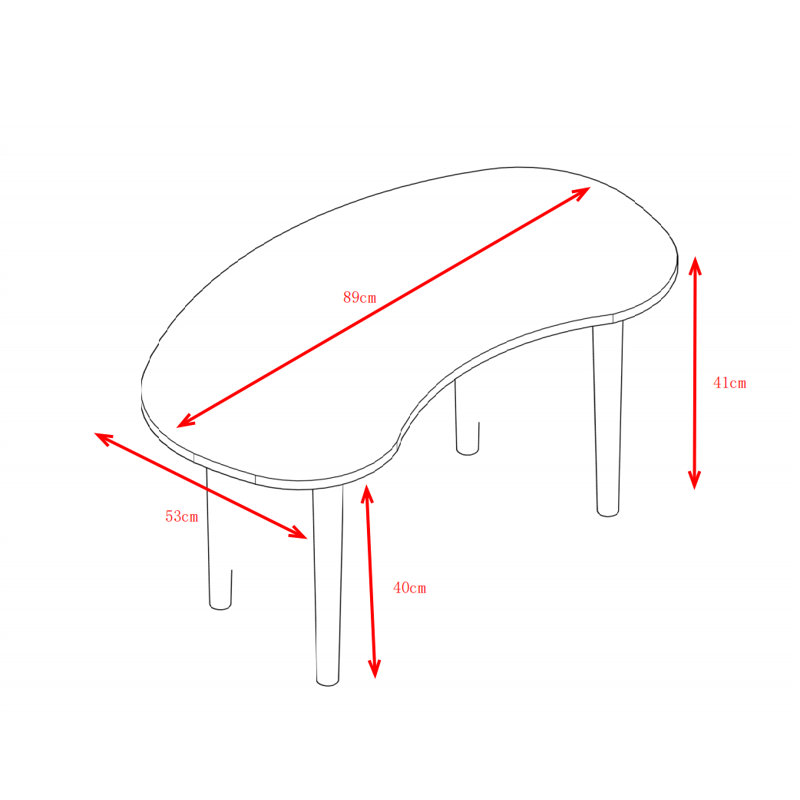 1 table basse, H 14 po x L 43 po x l 21 po