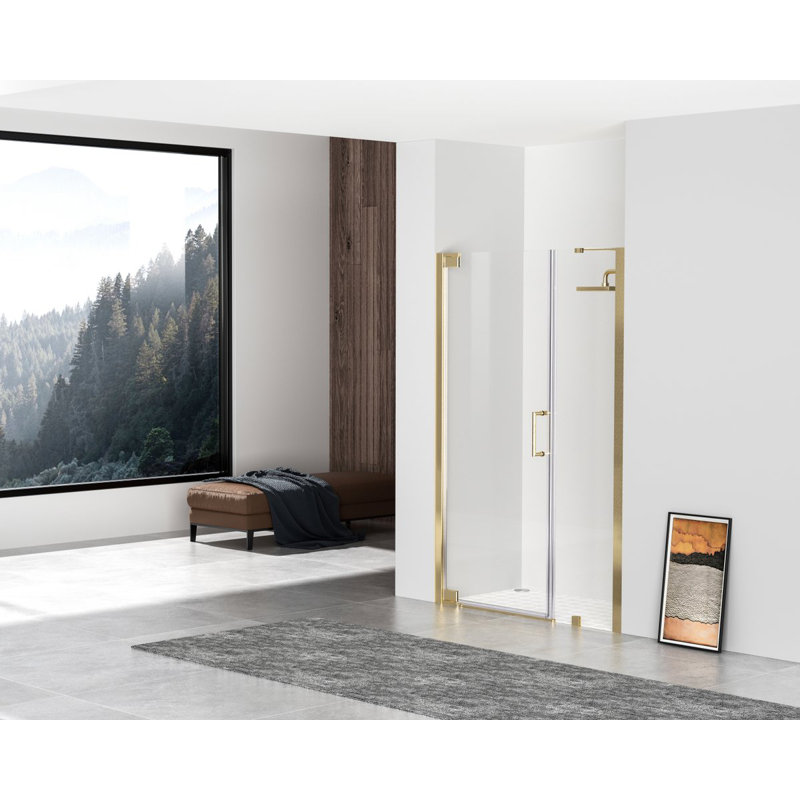 46.5" W x 72" H Pivot Frameless Shower Door, Gold