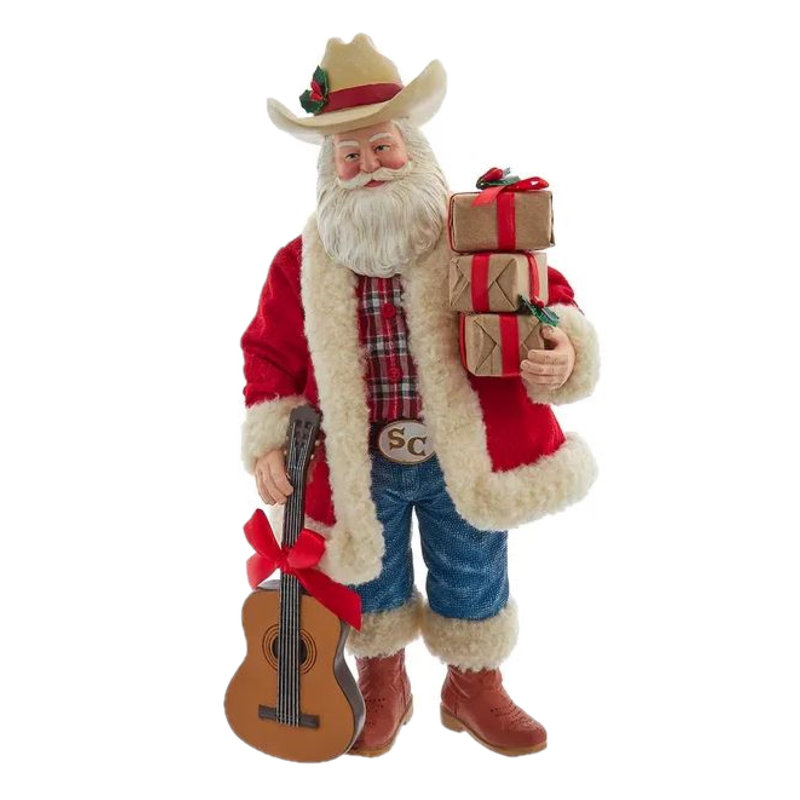  Figurine de Noël Fabustré, père Noël occidental avec guitare, 11 po