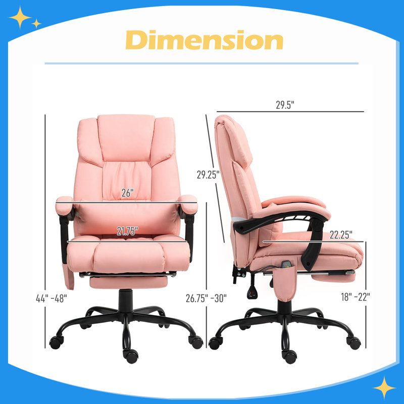 Massage Office Chair with 6 Vibrating Points, High Back Reclining Office Chair with Footrest and Remote
