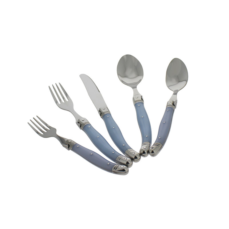 Laguiole 20 - Piece Stainless Steel Flatware Set - Service for 4, Light Blue