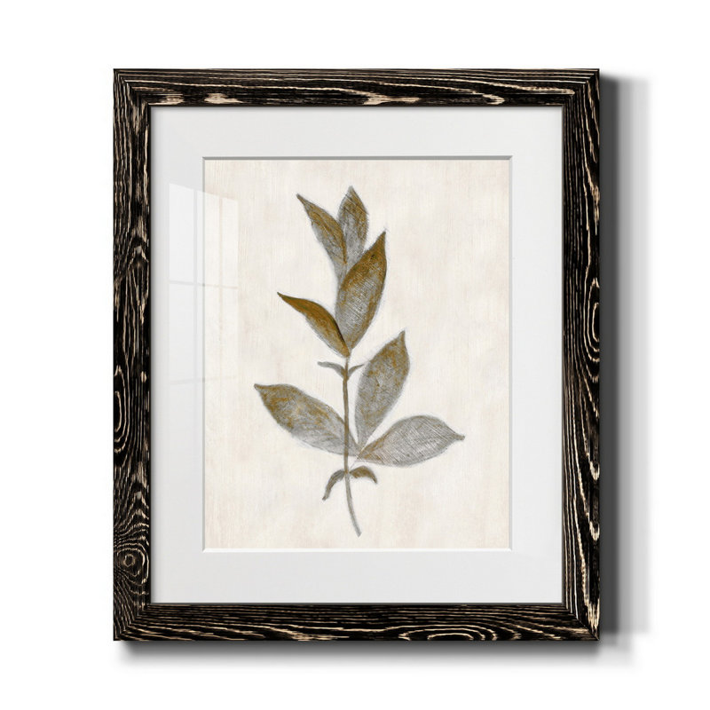 Bronze Leaf II - Reproduction d'art sur papier encadrée, H 20 po x l 17 po x P 1,5 po, Noir