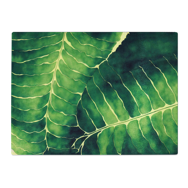 Fern Leaf In Watercolour Vol.2  Glass Chopping Board