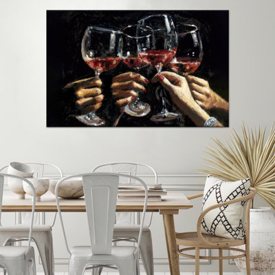 Elegant Celebration Decor: impression sur toile pour verres à vin grillés, toile tendue 1P
