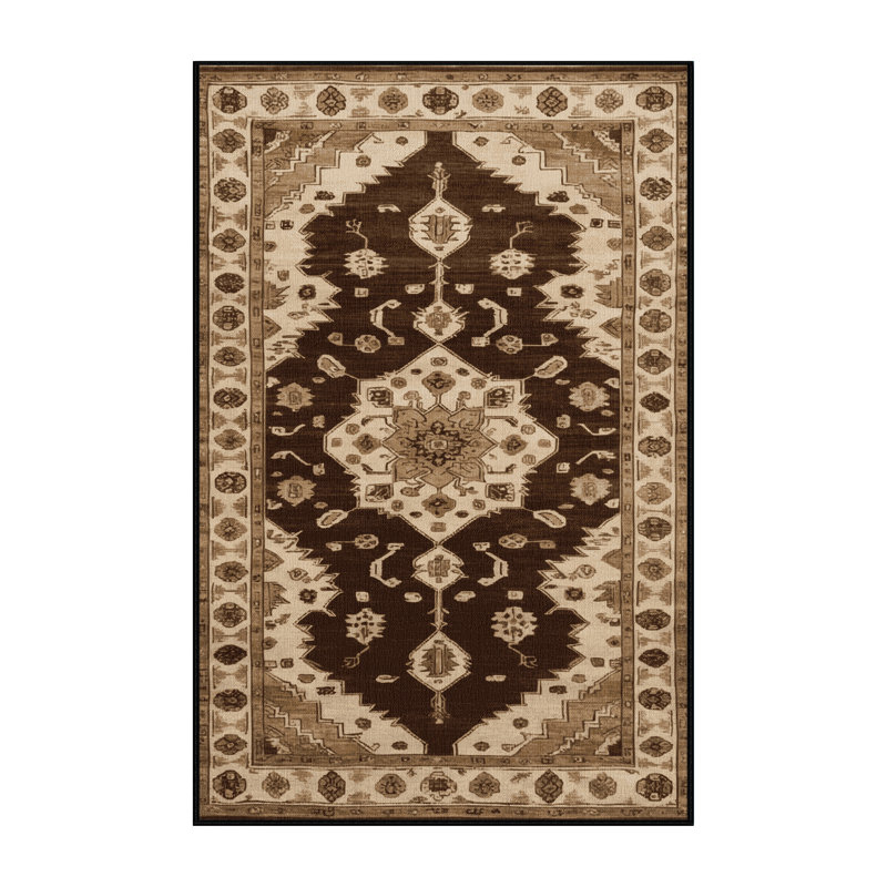 Tapis brun lavable à la machine, Rectangle 5 pi x 7 pi