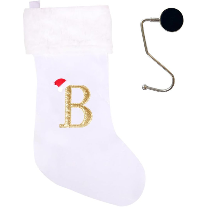 Bas de Noël monogrammés de 20 pouces avec lettres, bas de Noël super doux, bas de grand monogramme, bas de lettre rouge pour les Fêtes de Noël, cadeau de Noël…
