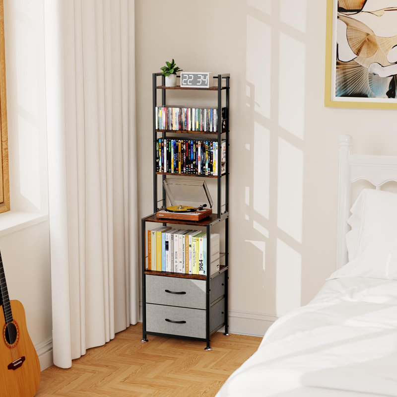 DVD Storage, Mutli 7-Tier DVD Storage Rack And Shelving, DVD Dispaly Shelf, CD Rack Tower, Grey, Gray