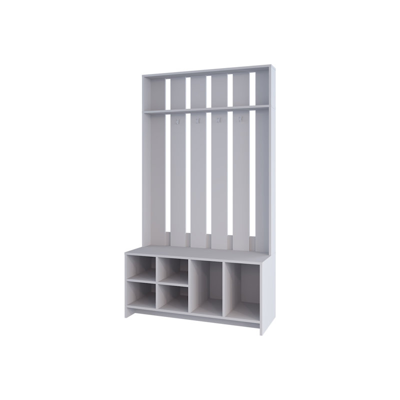 Van Hall Tree in Melamine, Open Storage y Coat Space, Smoke