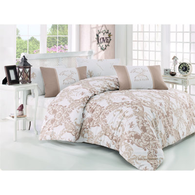 Cotton Damask Duvet Cover Set with Pillowcases
