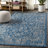 Leonora Bohemian Textured Weave Floral Navy/Gray Indoor/Outdoor Rug-902910851