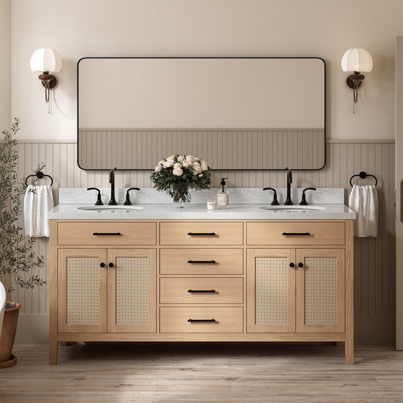 Meuble-lavabo double avec comptoir italien Broeder 73, Ovale