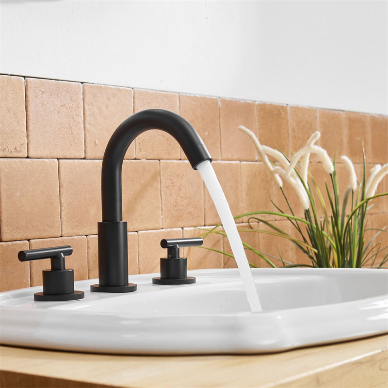 Robinet de salle de bain espacé de 8 pouces avec bonde escamotable et robinet à 3 trous pour lavabo, Noir mat