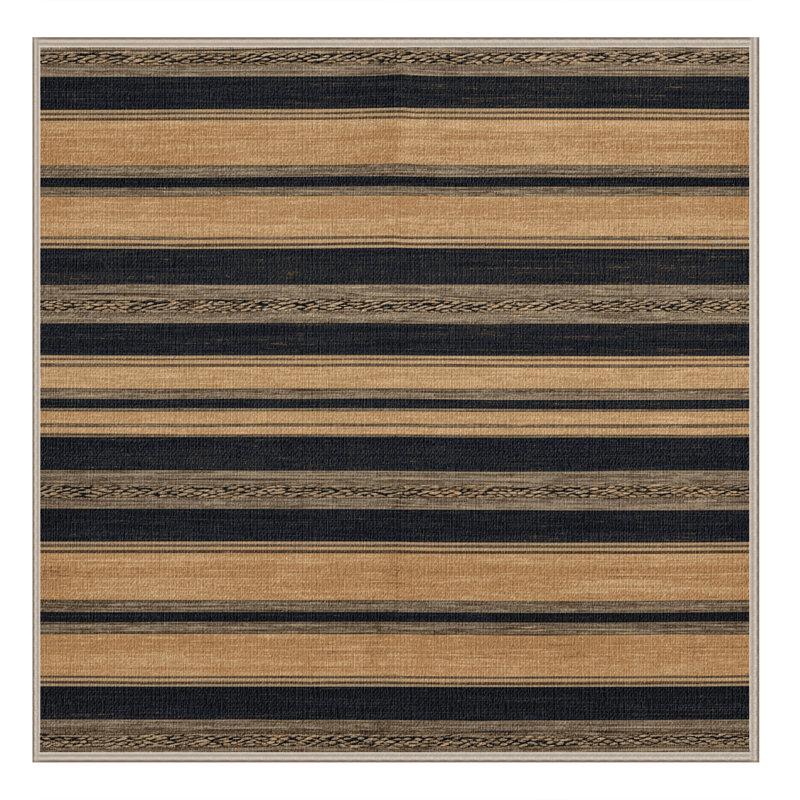 Washable Dune Dark Gray Striped Area Rug, Square 4'