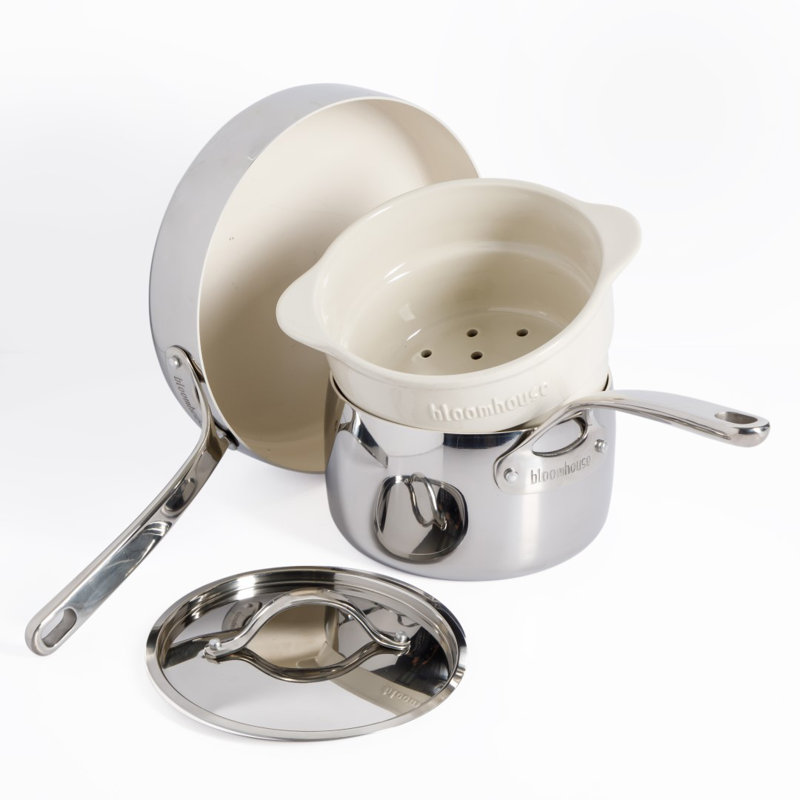 Ensemble de 4 pièces de batterie de cuisine antiadhésive en acier inoxydable (18/8)