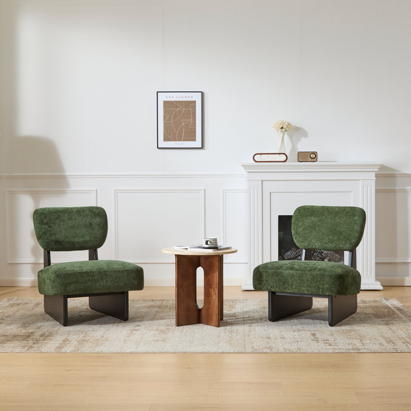 [Ensemble de 2] Méridienne moderne avec revêtement en polyester, Vert, Noir