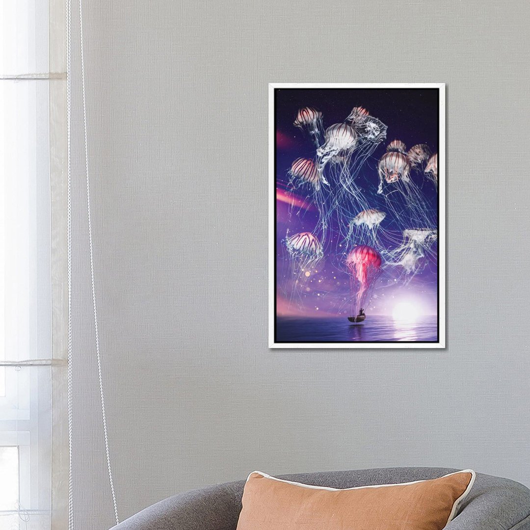 The Magical Kingdom Of Jellyfish In The Starry Night von GEN Z - Gallery-Wrapped Canvas Giclée on Canvas