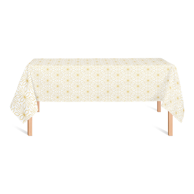 Square Geometric Polyester Tablecloth, Yellow, 102" L x 58" W