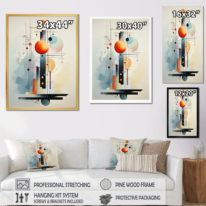 Impression abstraite sur toile Higa, H 32 po x l 24 po x P 1 po, Encadrement doré