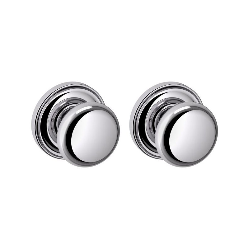 Estate Classic Single Dummy Door Knob with Round Rosette, Polished Chrome