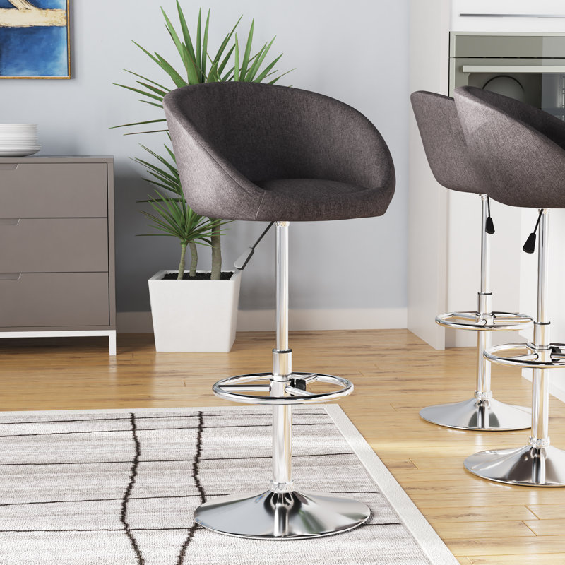 Nordin Swivel Upholstered Adjustable Height Counter Stool with Metal Frame, Charcoal