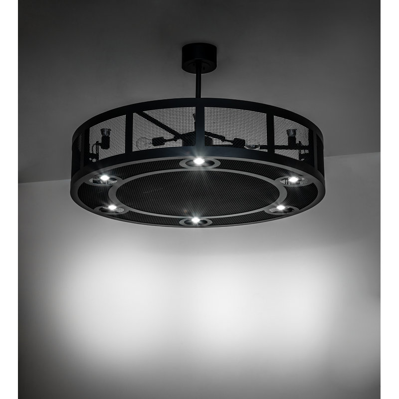 48" Wide Paloma Golpe Chandel-Air, Satin Black Wrought Iron, 10" H x 56" W x 56" D