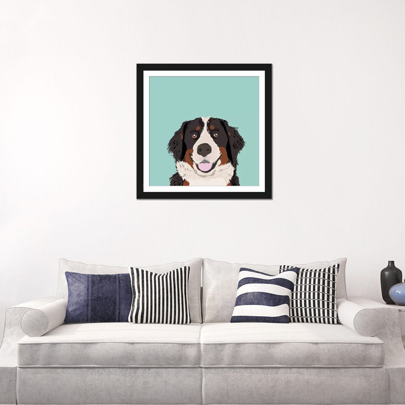 Bernese Mountain Dog, impression sur toile tendue, H 18 po x l 18 po x P 1,5 po, Toile avec cadre noir, Pas de tapis