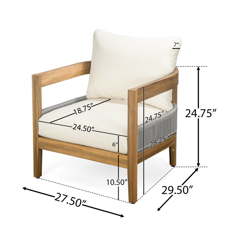 Duo de fauteuils club d'extérieur - Bois et eau - Housses de coussin pour plus de confort 2 pièces avec détails de corde de style moderne Mid-Century