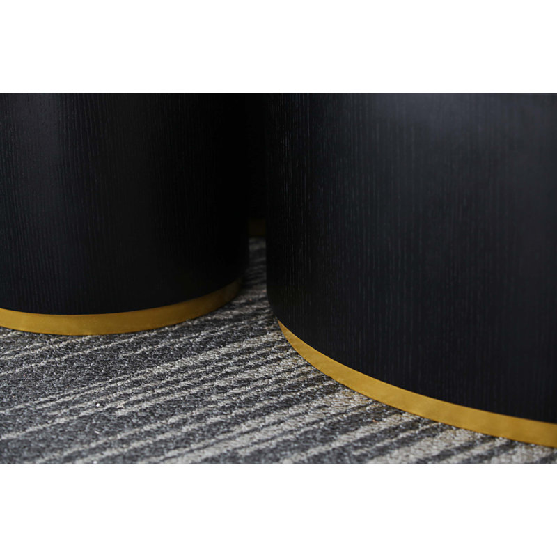 Ensemble de 3 tables gigognes Drum, Noir, Bois